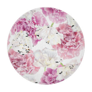 Pink Peony White Tulip Vintag Schneidebrett
