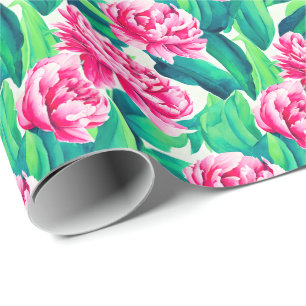 Pink Peonys Aquarelldruck Geschenkpapier