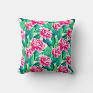 Pink Peonys Aquarelldruck Kissen
