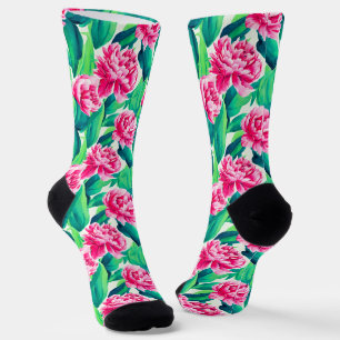 Pink Peonys Aquarelldruck Socken