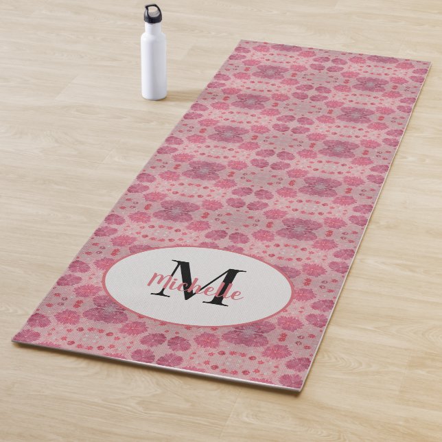 Pink Peonys Floral Monogram Yogmata Yogamatte (Beispiel)