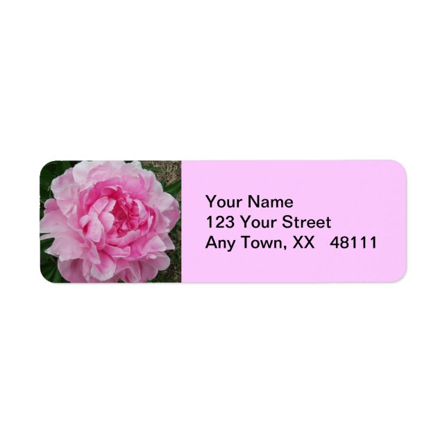 Pink Peonys Floral Rücksendeadresse Etikett (Vorne)