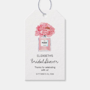 Pink Peonys und Parfüm Brautparty Geschenkanhänger