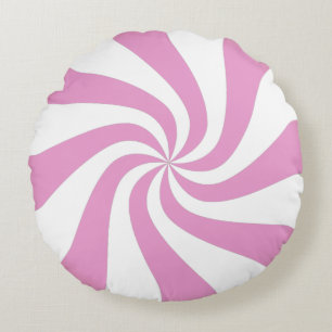 Pink Peppermint Swirl Candy Pouf Kissen