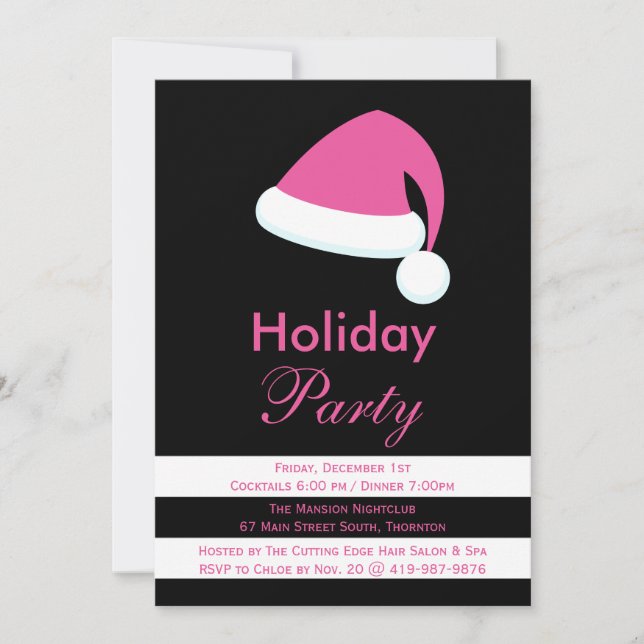 Pink Père Noël Corporate Holiday Party Invitation (Devant)