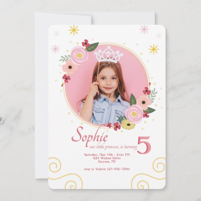 Pink Perfection Photo Invitation d'anniversaire (Devant)