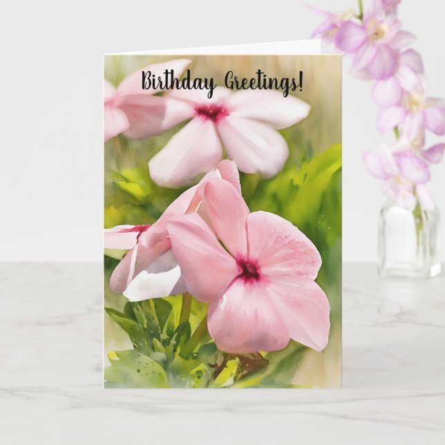 Pink Periwinkle Flowers Garden Art Carte d'anniver (Orchidée)