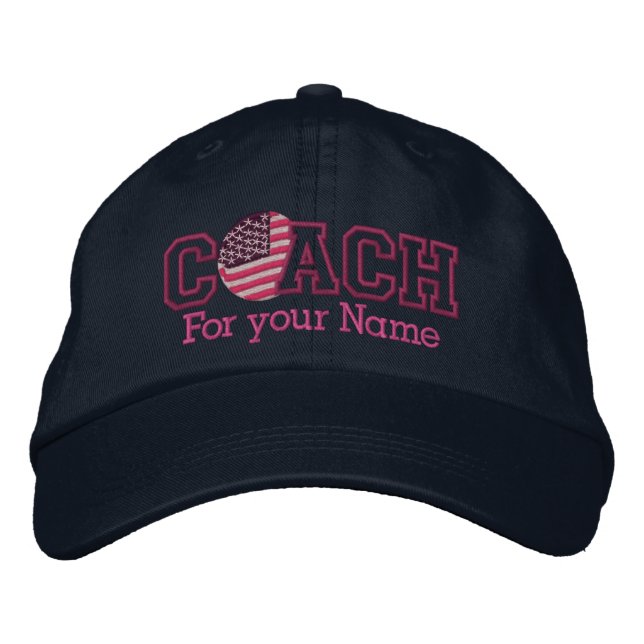 Pink Personalisiert American Coach mit Ihrem Namen Bestickte Baseballkappe (Vorderseite)