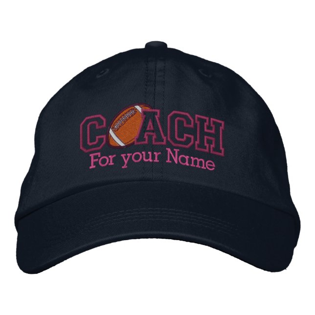 Pink Personalisiert Football Coach mit Ihrem Namen Bestickte Kappe (Vorderseite)