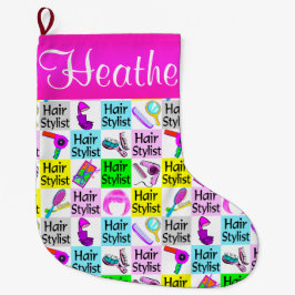 PINK PERSONALISIERT HAIR STYLIST CHRISTMAS STRUMPF GROßER WEIHNACHTSSTRUMPF