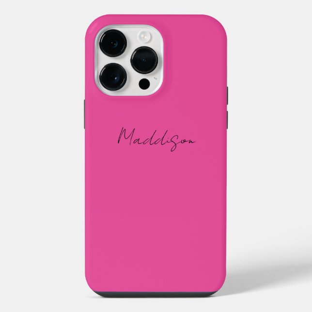 Pink Personalisiert iPhone Case Script Name 14 Pro Max Hülle (Rückseite)