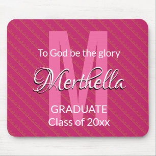 Pink Personalisiert Monogramm Name Graduate Mousepad