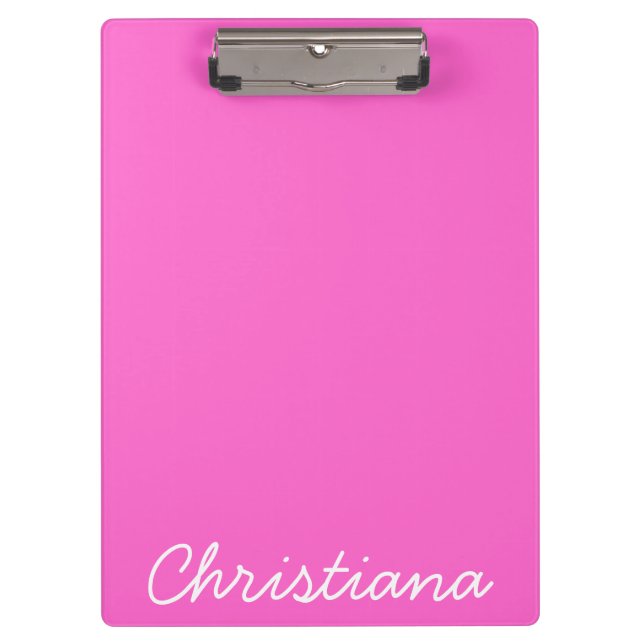 Pink Personalisiert Name Zwischenablage Klemmbrett (Vorderseite)