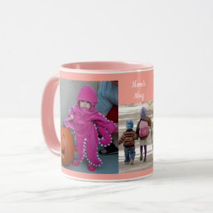 Pink Personalize 3 FOTO TEMPLATE Mama Geschenk Kaf Tasse