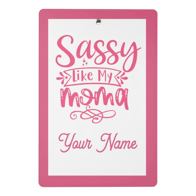 Pink Personalized "Sassy Moma"  Mini Klemmbrett (Rückseite)