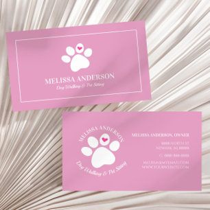 Pink Pet Animal Hund Katzenpfeffer Herzklopfen Cus Visitenkarte