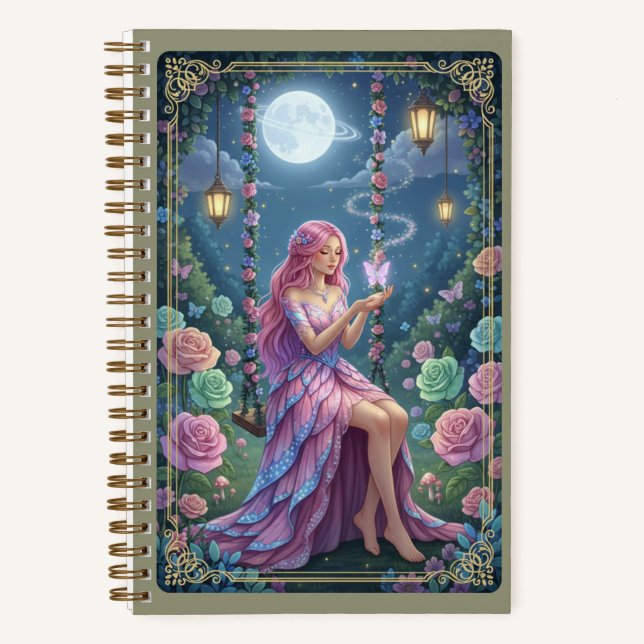 Pink Petal Gown & Glowing Butterfly Fairy Journal Notizbuch (Vorderseite)
