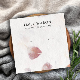 PINK PETAL HANDMADE PAPIER STUD EARRING DISPLAY QUADRATISCHE VISITENKARTE