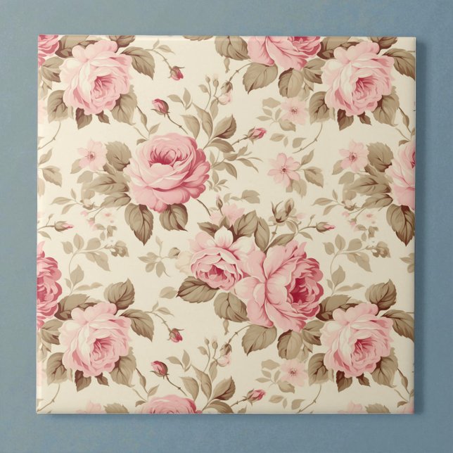 Pink Petal Roses Elegance Fliese (Von Creator hochgeladen)