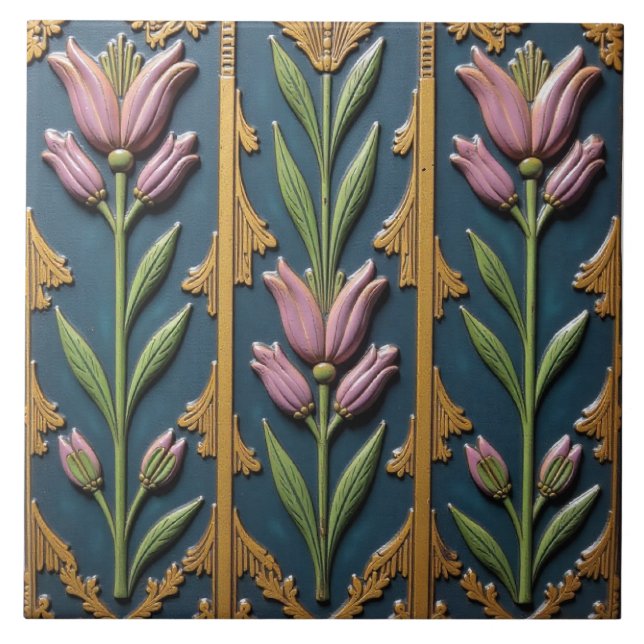Pink Petal Triptych Fliese (Vorderseite)
