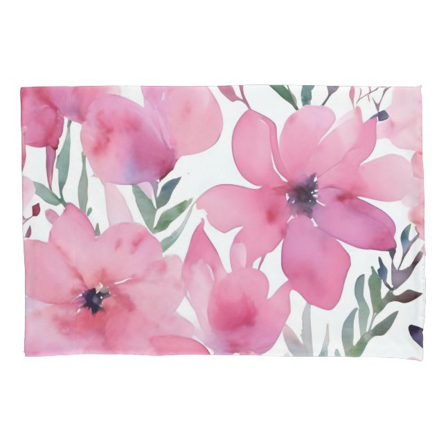 Pink Petals | Watercolor Floral Painted Flowers Kissenbezug (Vorderseite)