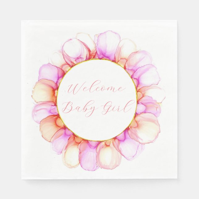 Pink Petals Wreath Paper Napkin Serviette (Vorderseite)