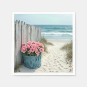 Pink Petunia Beach Basket Serviette