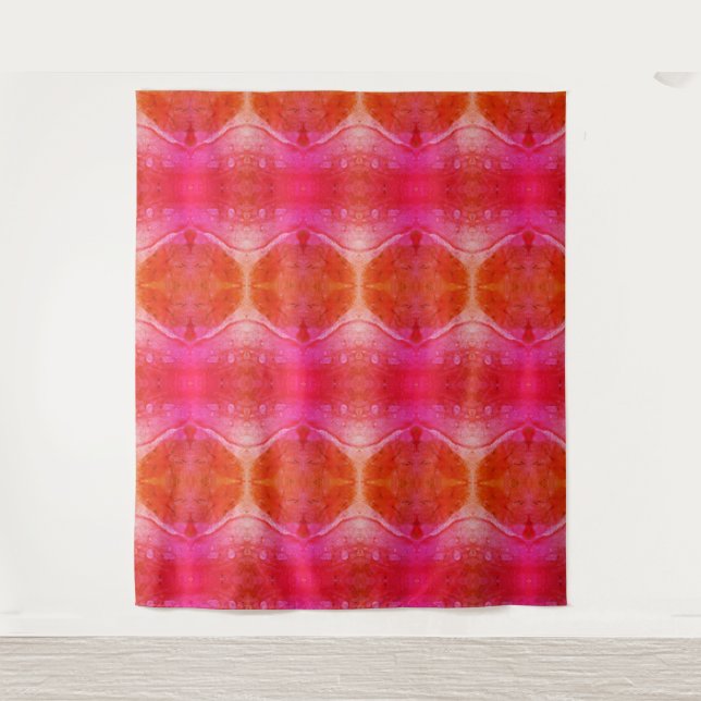 Pink Petunia X 1974 Ikat 4 Wandteppich (Vorderseite)