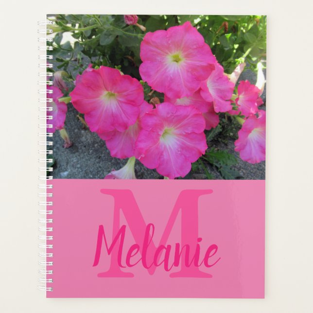 Pink Petunias Foto Monogram Planer (Vorderseite)