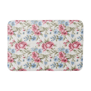 Pink Petunias und Sky Blue Daisies Badematte