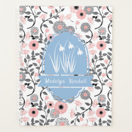 Pink & Pewter Laurentian Floral Custom Name Planer