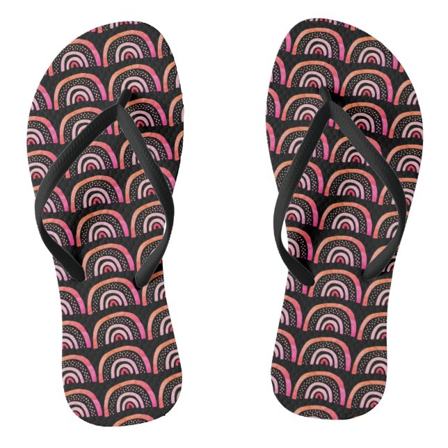 Pink-Pfirsichrosa-Rainbow-Muster Flip Flops (Fußbett)