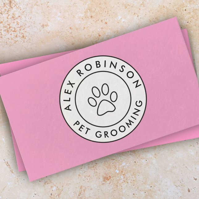 Pink Pfow Print Pet Grooming Visitenkarte (Von Creator hochgeladen)