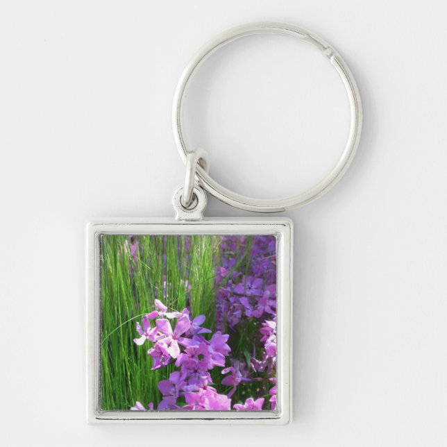 Pink Phlox und Gras Sommer Blüten Schlüsselanhänger (Vorne)