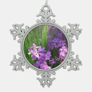 Pink Phlox und Gras Sommer Blüten Schneeflocken Zinn-Ornament