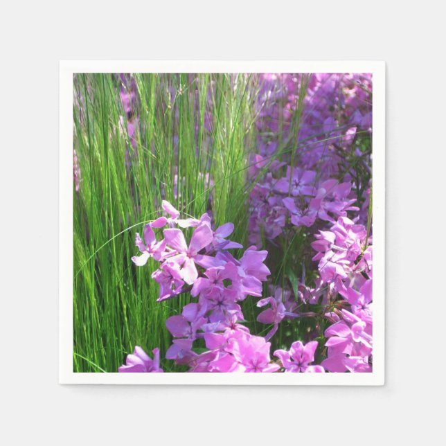Pink Phlox und Gras Sommer Blüten Serviette (Vorderseite)