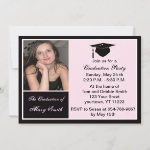 Pink Photo Graduation Party Invitation