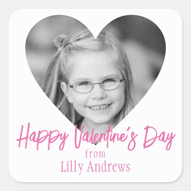 Pink Photo Heart Stickers Saint Valentin (Devant)