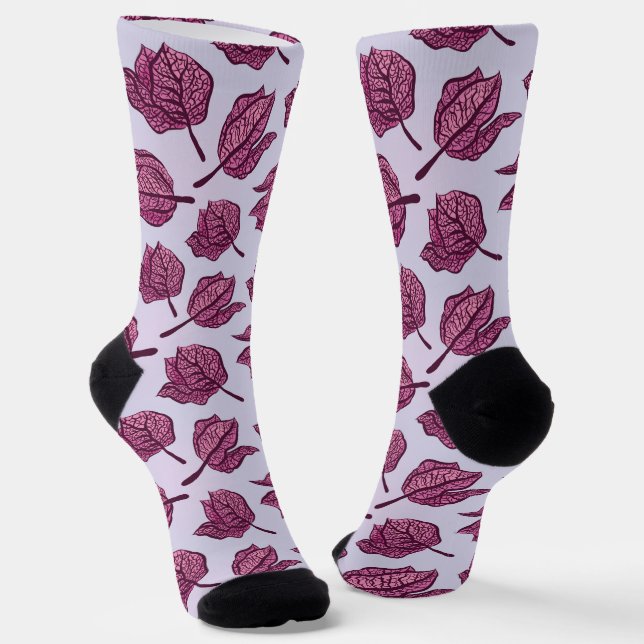 Pink Physalis Blume Muster Pastel Botanisch Socken (Gewinkelt)