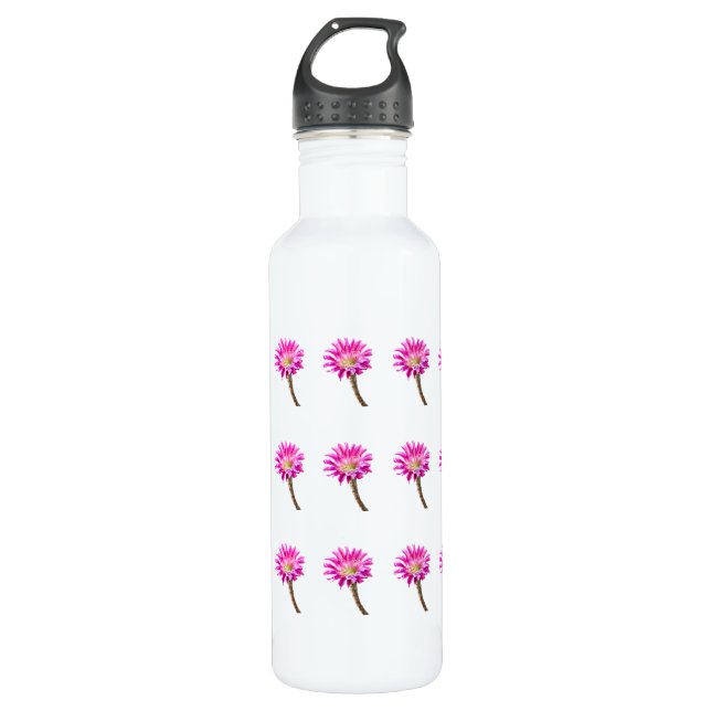 Pink Piazza Kaktus Blume in Blüte Edelstahlflasche (Vorderseite)