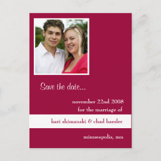 Pink pic Save the Date Ankündigungspostkarte