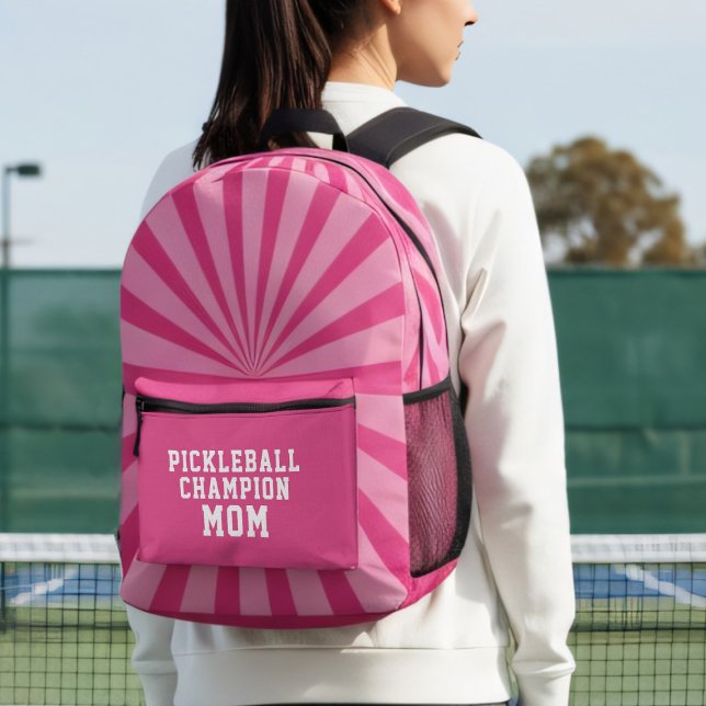 Pink Pickleball Champion Maman Sac à dos imprimé (Pickleball Champion Mom? Here's your backpack!)