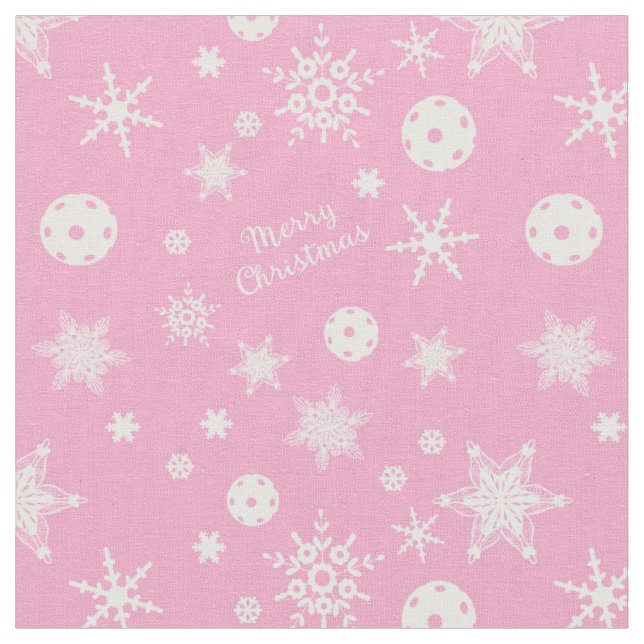  Pink 💟 Pickleball 🎄 Frohe Weihnachten  Stoff (Nahaufnahme)