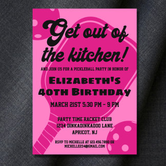 Pink Pickleball Party Sports Paddle Geburtstag Einladung