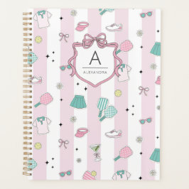 Pink Pickleball Preppy Monogram Print Planer