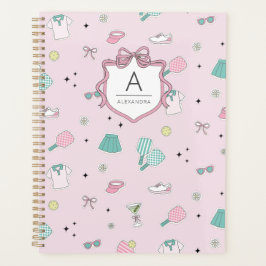 Pink Pickleball Preppy Monogram Print Planer