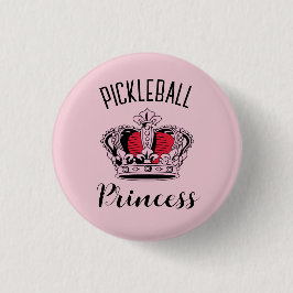 Pink Pickleball Princess Crown Button