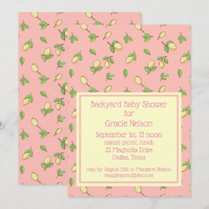 Pink Picnic Baby Shower Lemons Einladung