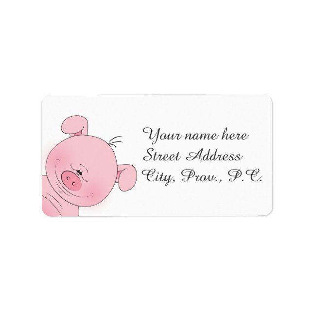 Pink Pig Cartoon-Adressenaufkleber Adressaufkleber (Vorne)