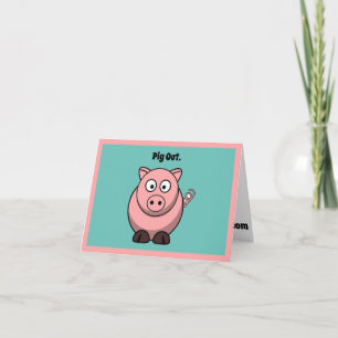 Pink Pig Cartoon, Funny GRILLEN Hog Design Karte
